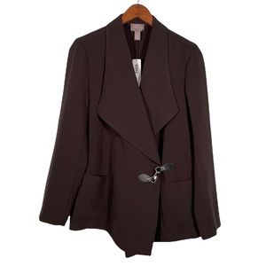 Chico’s Twill Toggle Dark Chocolate Blazer Size Medium
